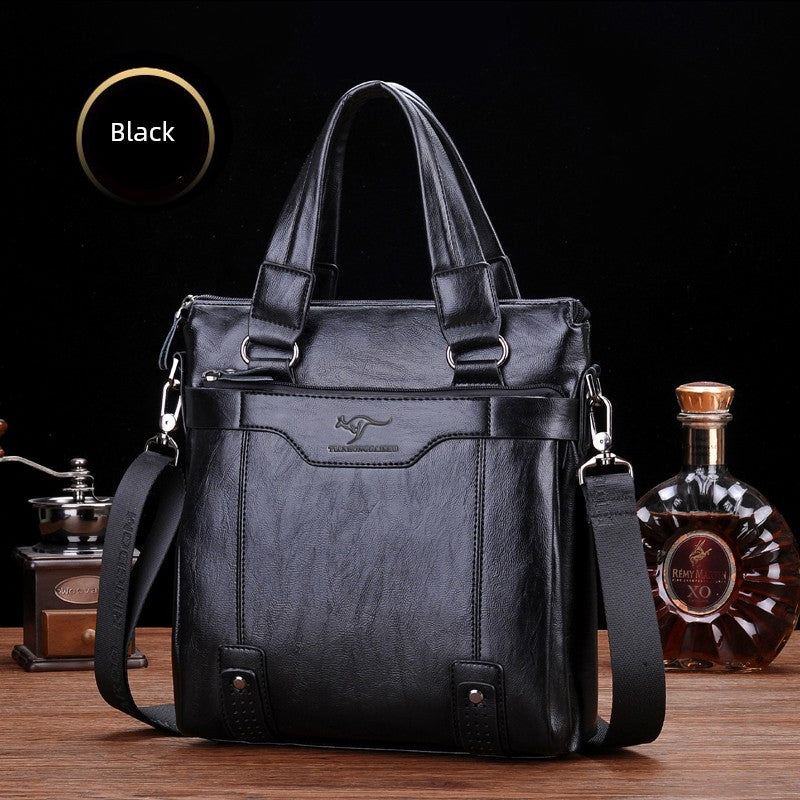 Hong Kong Business Trip Leather Business Vertical Men's Shoulder Bag