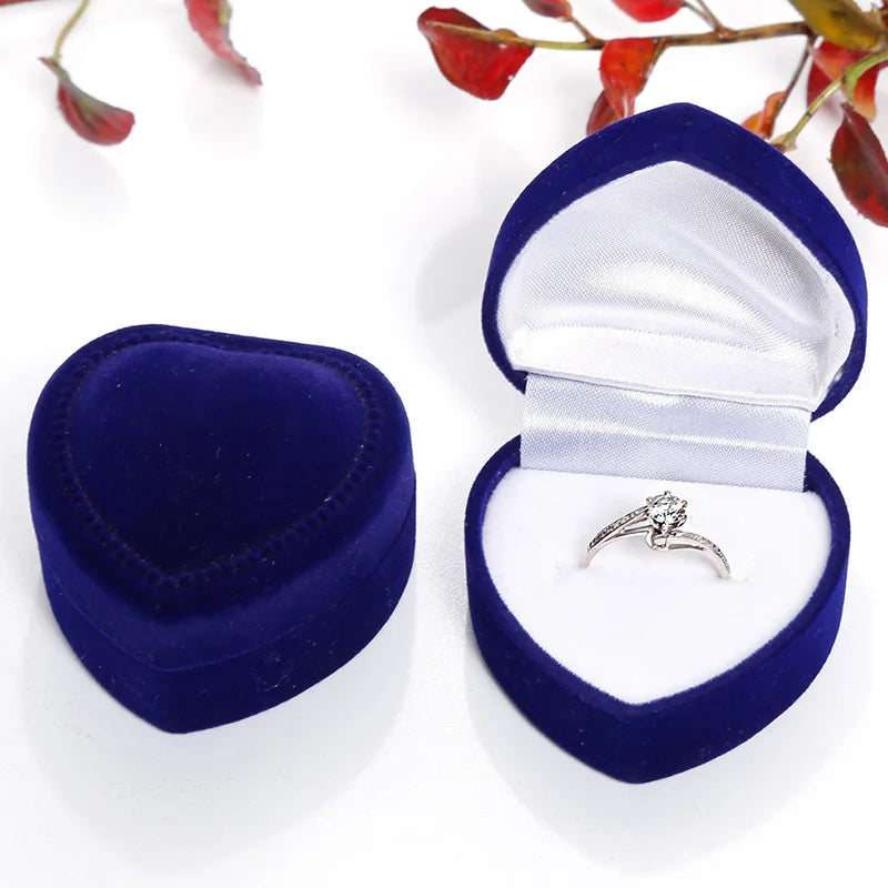 Heart Shaped Velvet Jewelry Box Earring Ring Box Wedding Ring Box Jewelry Display Holder Organizer Storage Gift Packaging Case