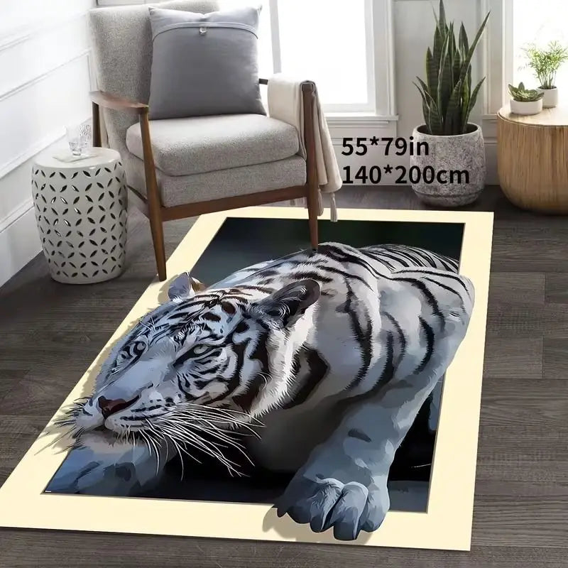 VIKAMA Realistic Animal Print Living Room Rug Stain-Resistant and Machine-Washable Rug for Sofas and Coffee Tables Home Decor