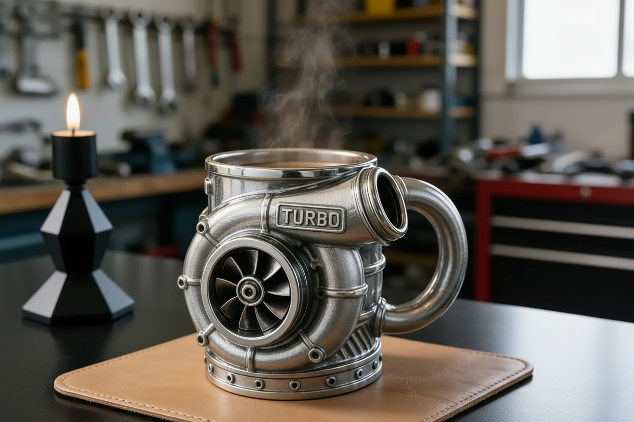 Turbocharger Design Cup: Unique V8 Turbocharged Engine Coffee Mug Handcrafted Gift Drinkware Gift For Men Water Container Gift