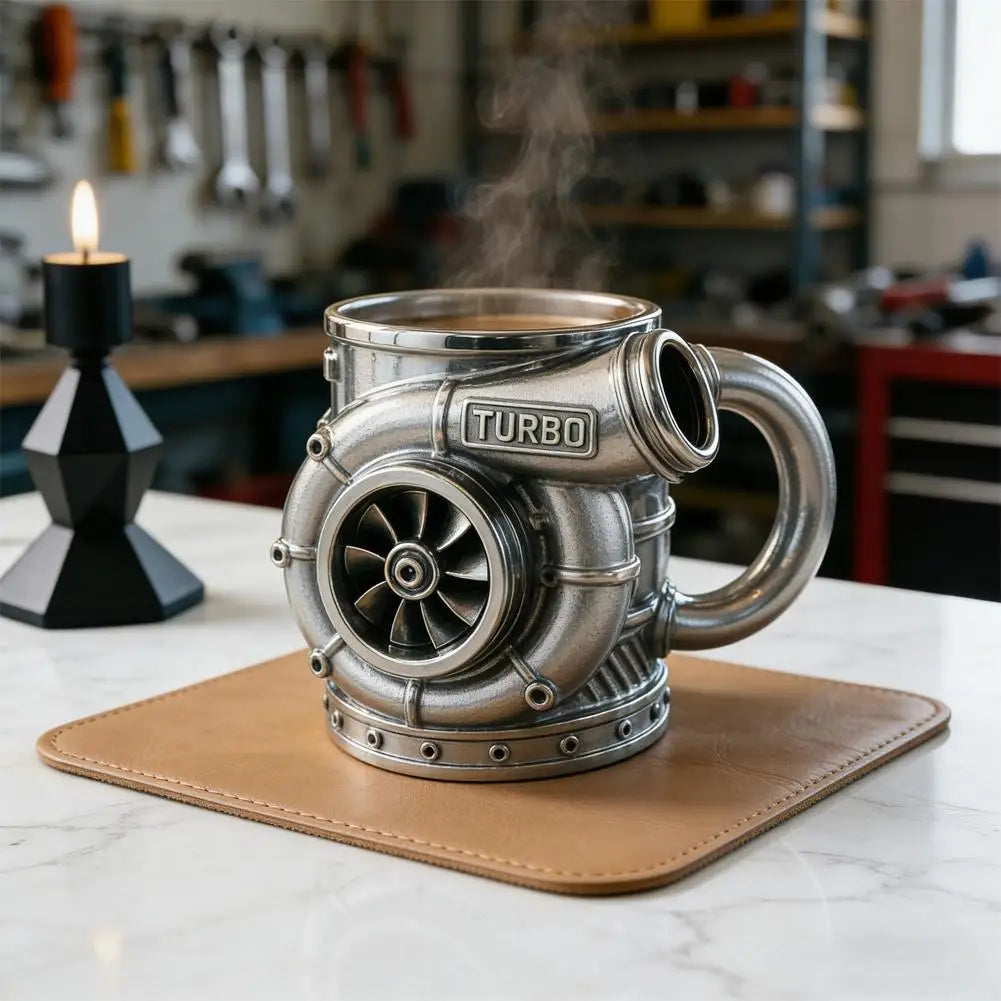 Turbocharger Design Cup: Unique V8 Turbocharged Engine Coffee Mug Handcrafted Gift Drinkware Gift For Men Water Container Gift
