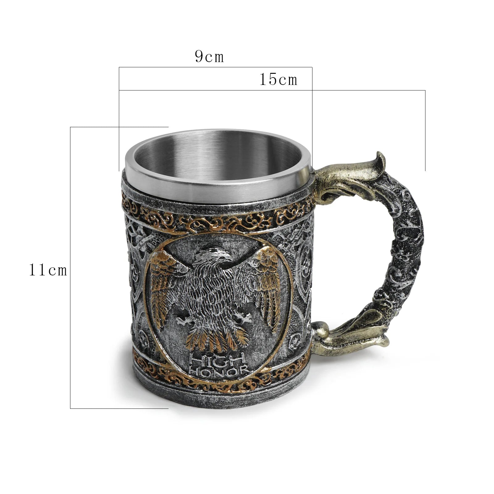 450ml Viking Wooden Barrel Beer Mug 3D Resin 304 Stainless Steel Coffee Cup Bar Party Gift Mug Large Capacity Water Cup