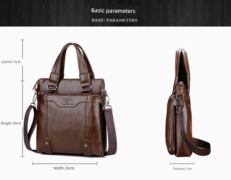 Hong Kong Business Trip Leather Business Vertical Men's Shoulder Bag