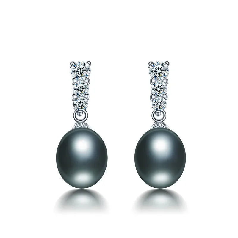 Dainashi High Quality 925 Sterling Silver Zircon Drop Earrings Elegant 100% Genuine Natural Freshwater Pearl Earrings for Women