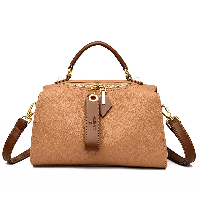 High Quality Solid Color Leather Shoulder Crossbody Bag For Women 2023 Luxury Women's Handbag Designer Female Messenger Tote Sac