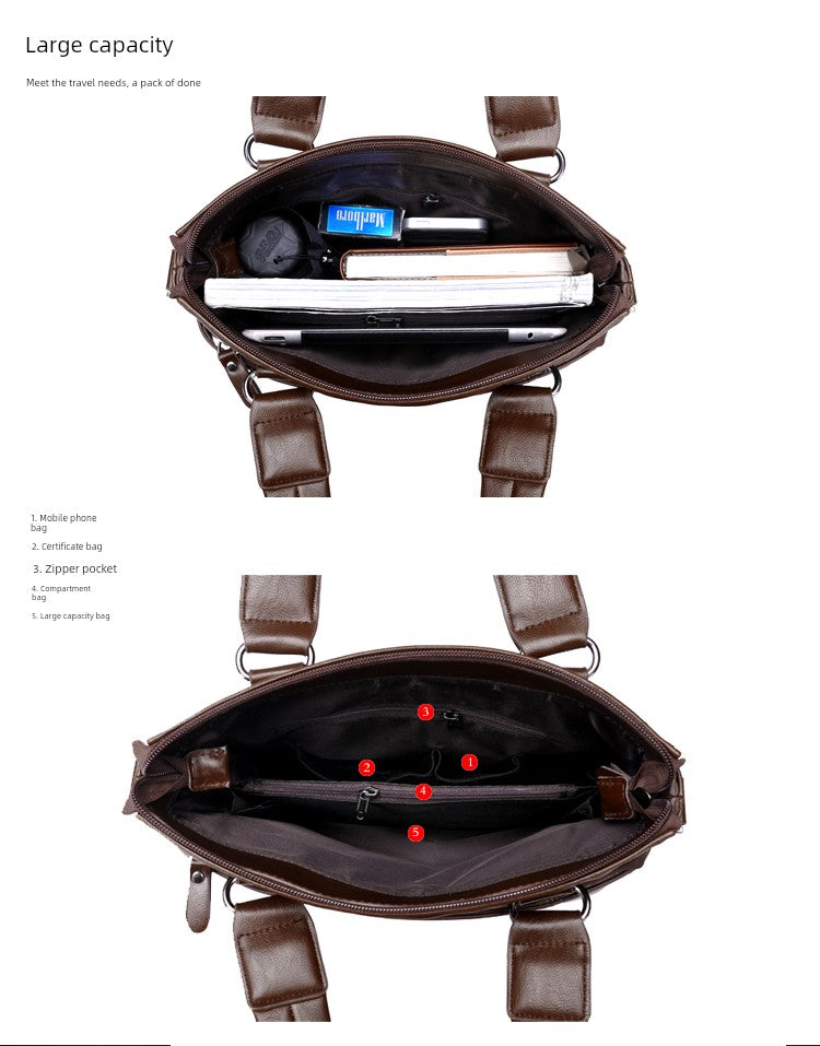 Hong Kong Business Trip Leather Business Vertical Men's Shoulder Bag
