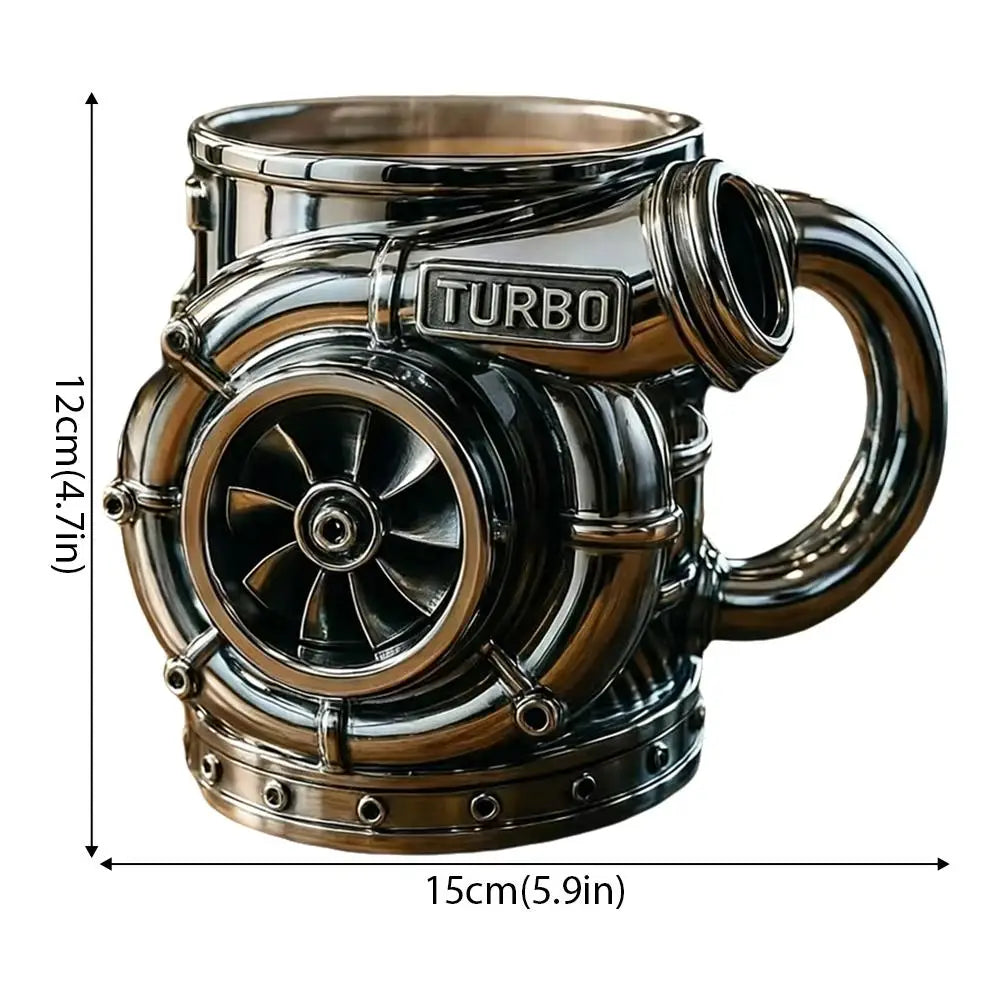 Turbocharger Design Cup: Unique V8 Turbocharged Engine Coffee Mug Handcrafted Gift Drinkware Gift For Men Water Container Gift
