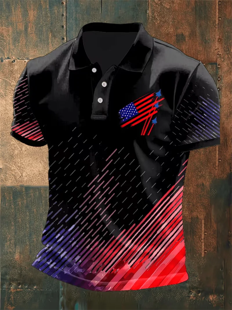 Custom American Flag Statue Of Liberty Couple Polo Shirt Men Women USA 250 Patriotic Print Casual Streetwear Sportswear Shirts