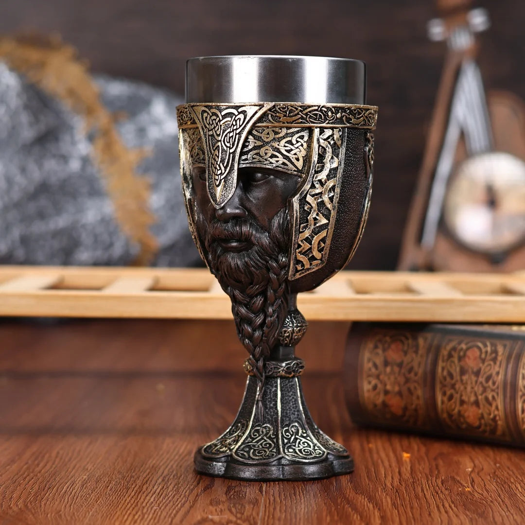 Medieval Viking Wine Goblet Nordic Viking Warrior Dragon Chalice Stainless Steel Insert Resin Themed Party Decoration