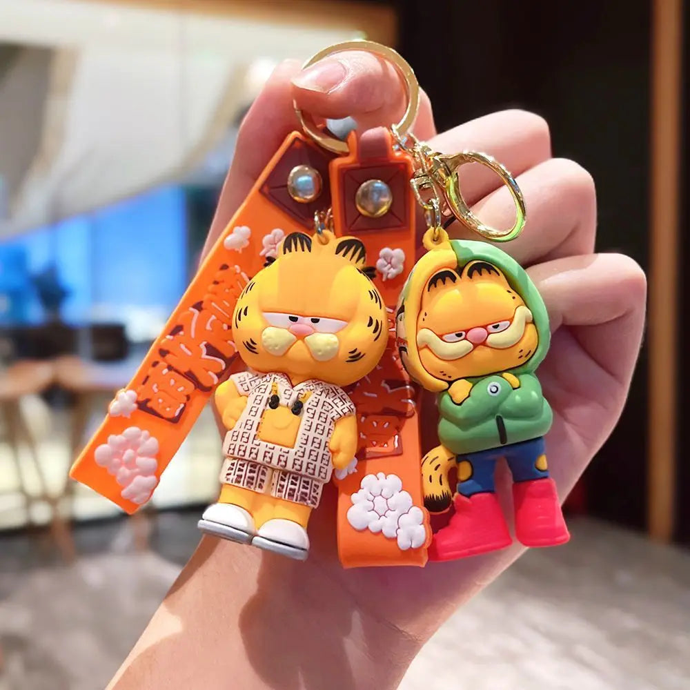 Garfield cartoon cute plush doll keychain kawaii for boys girls and couples backpack charm accessory anime merchandise wholesale