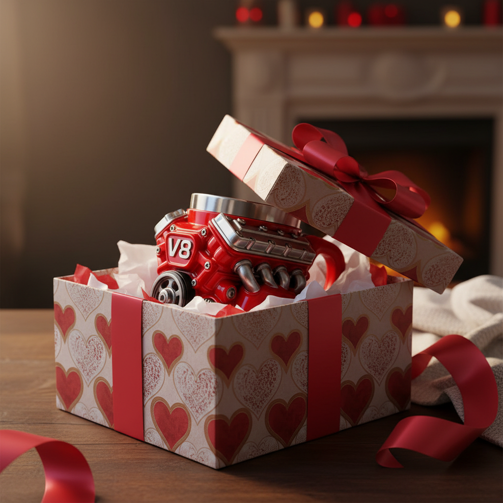 Retro Engine Coffee Mug Double Wall 300ML V8 Engines Stainless Steel Cup with Handle Realistic Design Insulation Car Mug