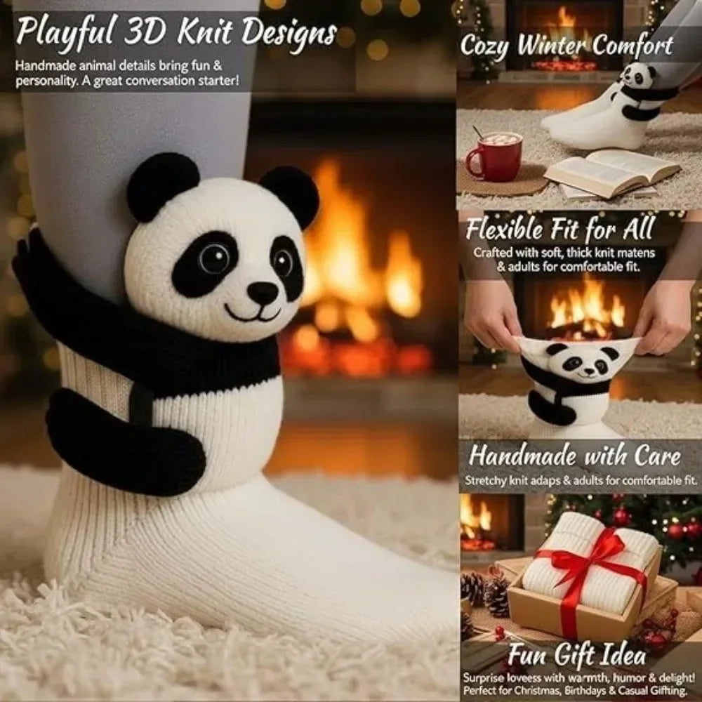 3D Knitted Cute Animal Floor Socks New Fun Novelty Handmade Crocheted Warm Socks Cubic Sloth Panda Creative Children's Gifts