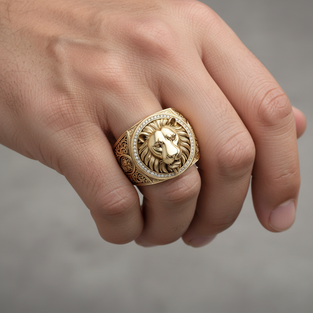 A slightly zircon Lion King ring for men and women