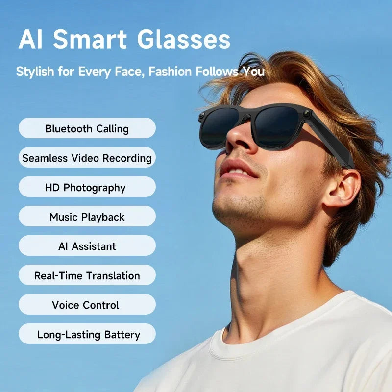 Lenovo 8K HD Smart Glasses 1600W Pixels Camera Shooting Image AI Translation Conversation Recording Music Smart Glasses 2026 New
