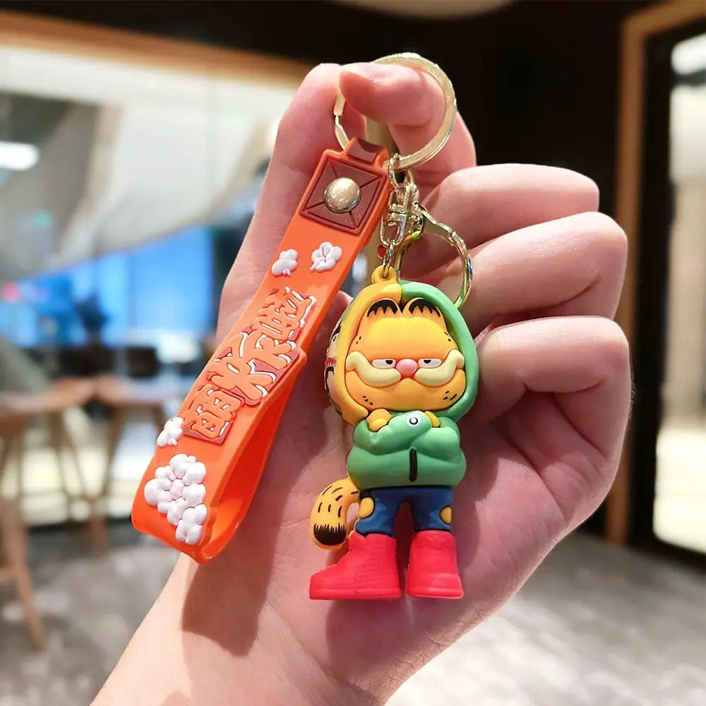 Garfield cartoon cute plush doll keychain kawaii for boys girls and couples backpack charm accessory anime merchandise wholesale