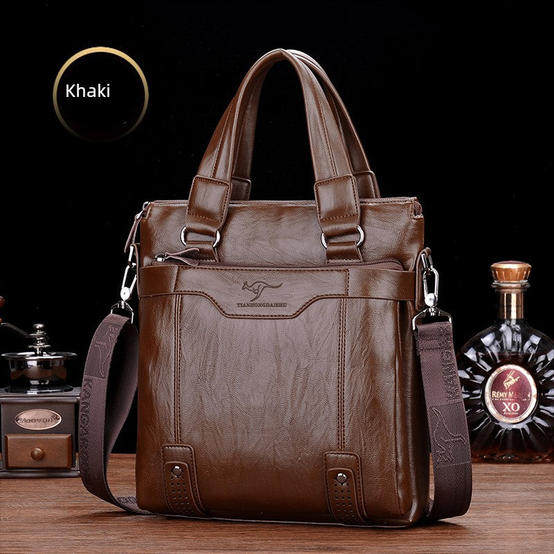 Hong Kong Business Trip Leather Business Vertical Men's Shoulder Bag