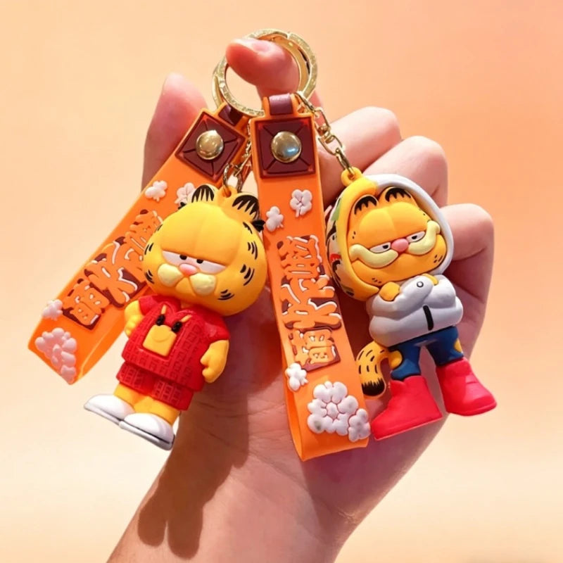 Garfield cartoon cute plush doll keychain kawaii for boys girls and couples backpack charm accessory anime merchandise wholesale