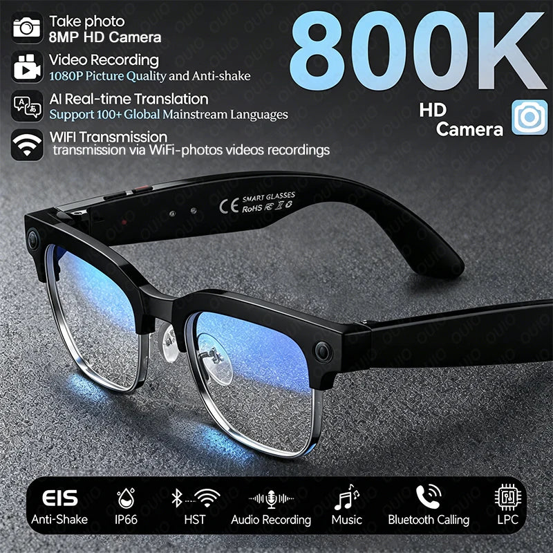 AI Smart Glasses To Take Photos Videos 800W HD Camera Intelligent Translation Photo-taking And Object Recognition Smart Glasses