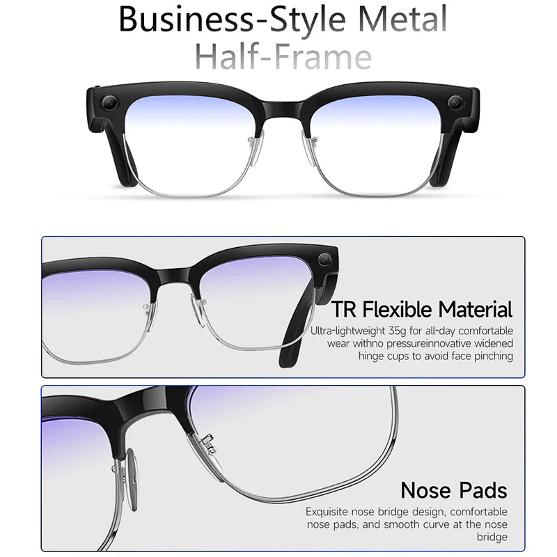 AI Smart Glasses To Take Photos Videos 800W HD Camera Intelligent Translation Photo-taking And Object Recognition Smart Glasses