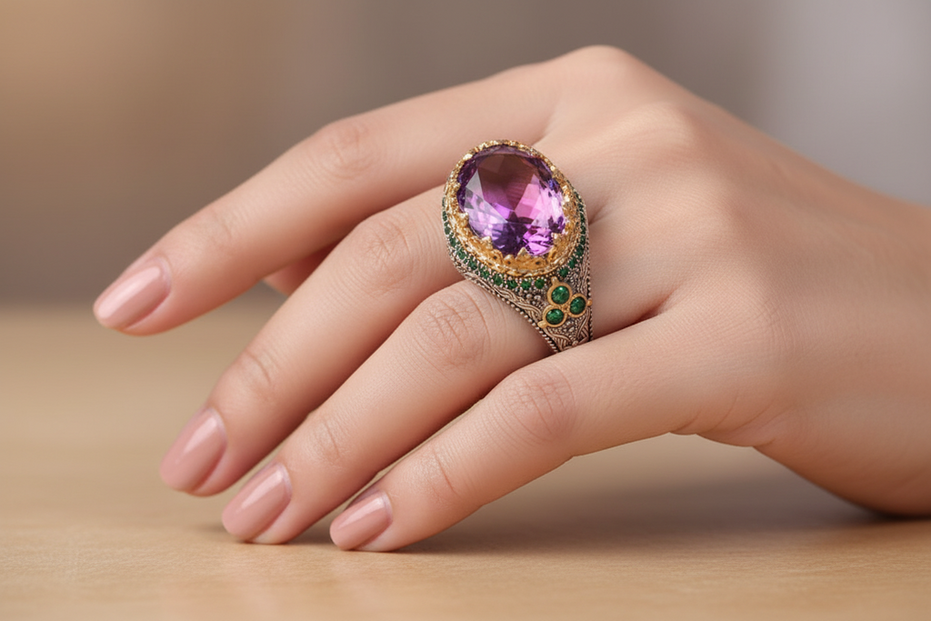 New Inlaid Emerald Men's Luxury Rings for Men Personality Retro Domineering Personality Ring To Attend The Banquet Party Jewelry