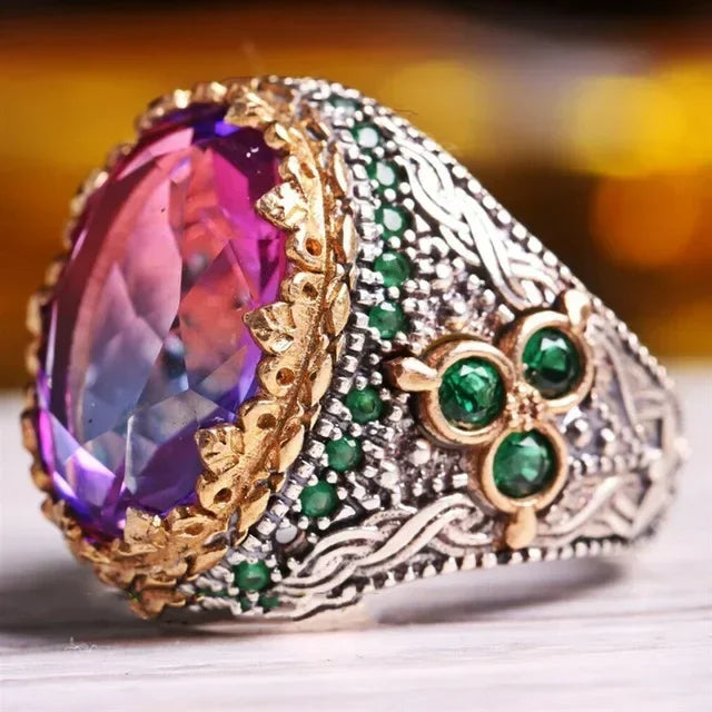 New Inlaid Emerald Men's Luxury Rings for Men Personality Retro Domineering Personality Ring To Attend The Banquet Party Jewelry