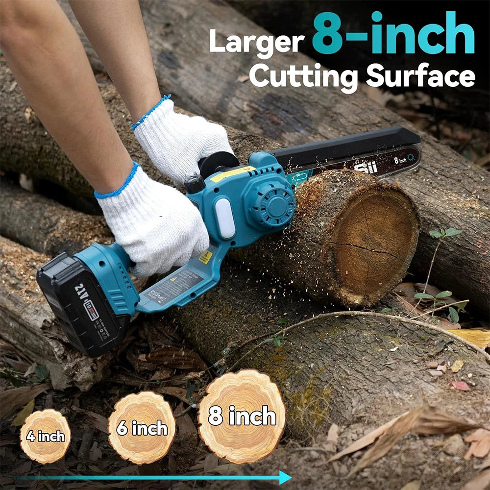 SEESII 2-in-1 Cordless 8 Inch Pole Saw & Mini Chainsaw with 2.5M Extension Pole for Tree Trimming Limb Cutter Prune for Makita 18V battery