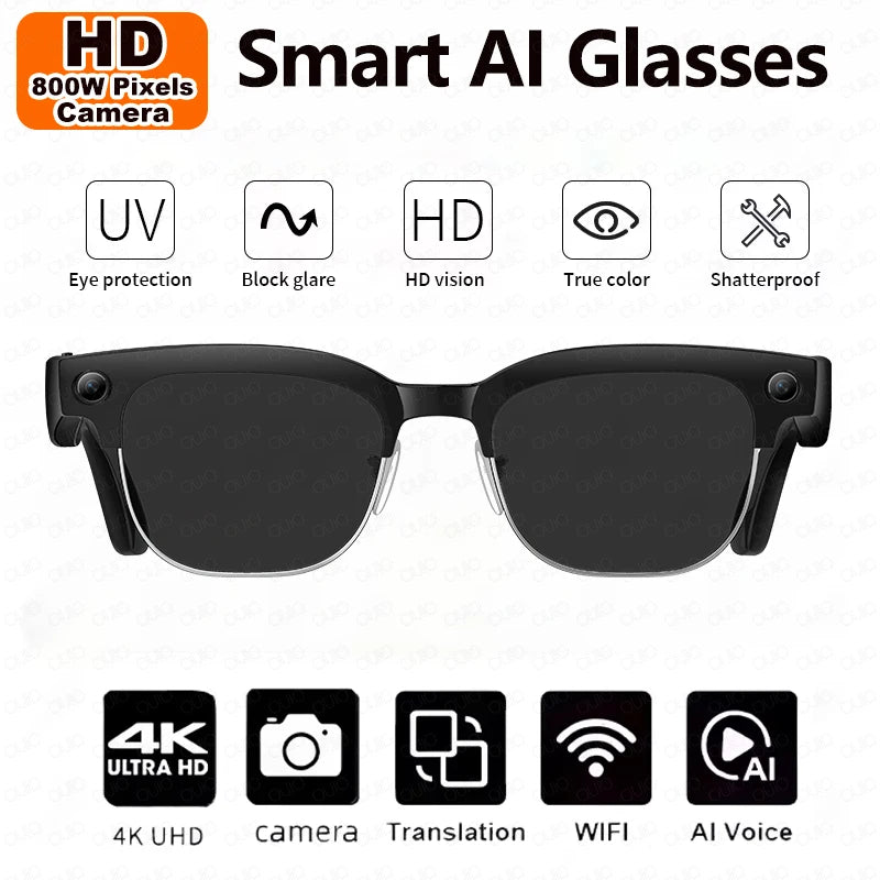 AI Smart Glasses To Take Photos Videos 800W HD Camera Intelligent Translation Photo-taking And Object Recognition Smart Glasses
