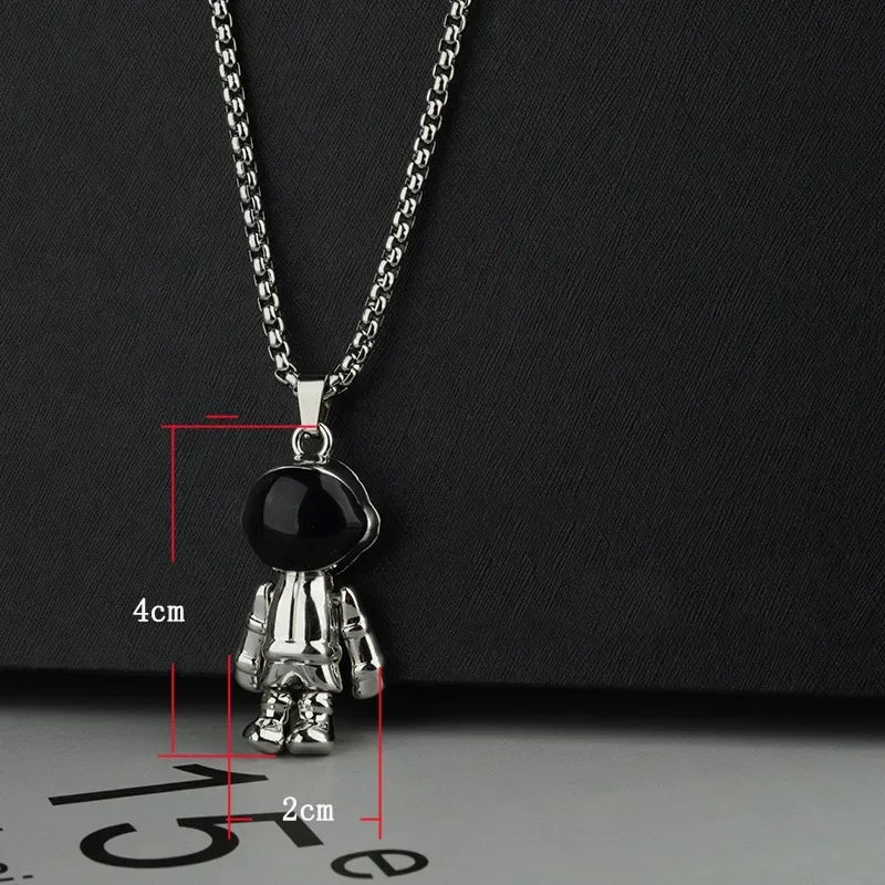 Rotatable Bear Doll Pendant Stainless Steel Necklace Men and Women Hip-hop Personality Simple Cartoon Sweater Chain Wholesale