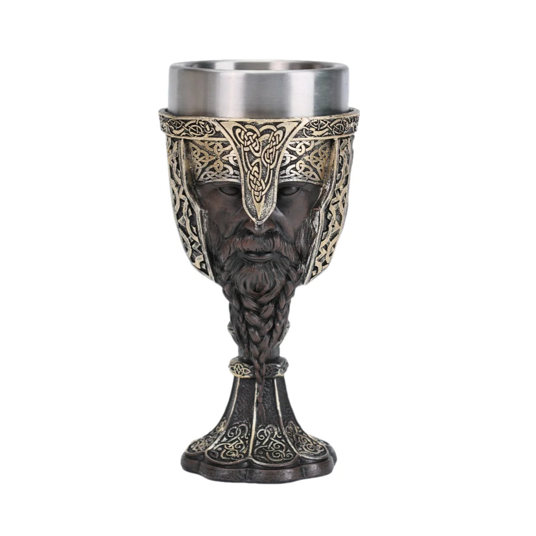 Medieval Viking Wine Goblet Nordic Viking Warrior Dragon Chalice Stainless Steel Insert Resin Themed Party Decoration