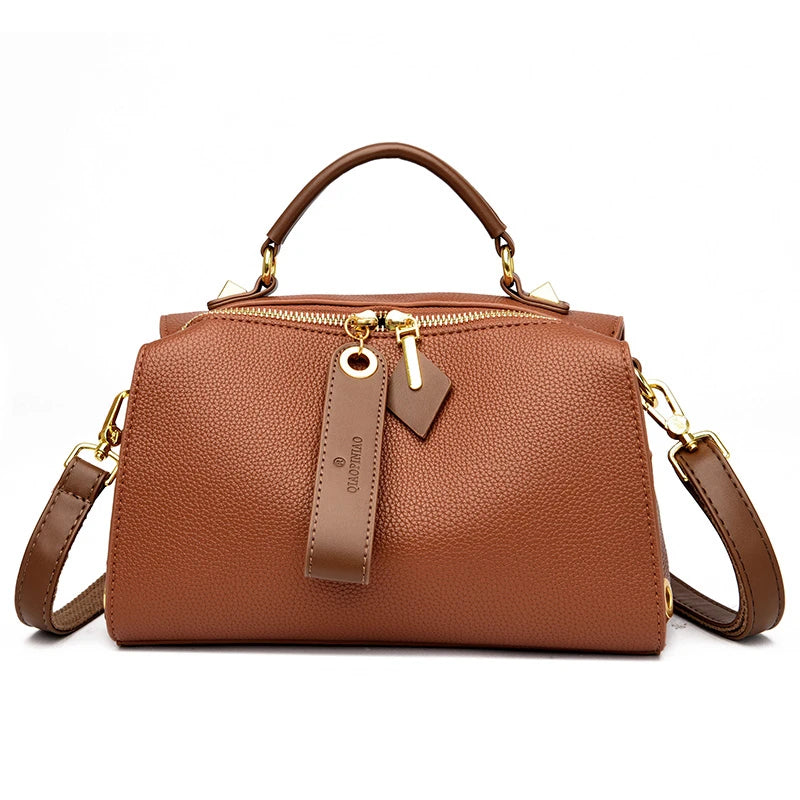 High Quality Solid Color Leather Shoulder Crossbody Bag For Women 2023 Luxury Women's Handbag Designer Female Messenger Tote Sac