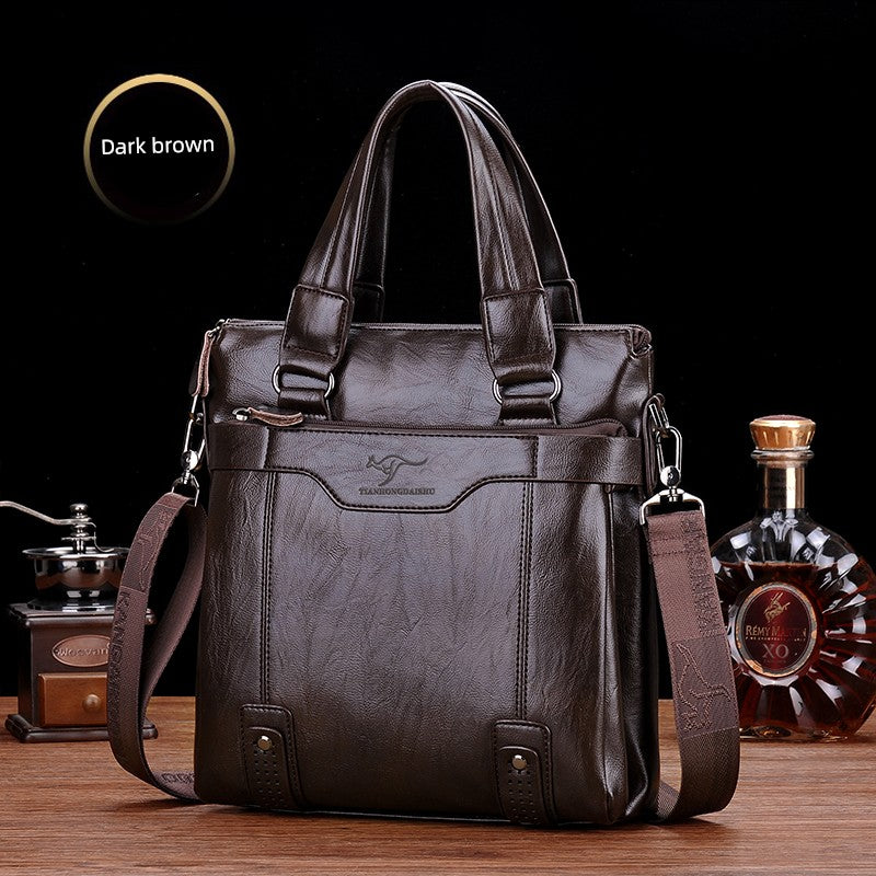 Hong Kong Business Trip Leather Business Vertical Men's Shoulder Bag