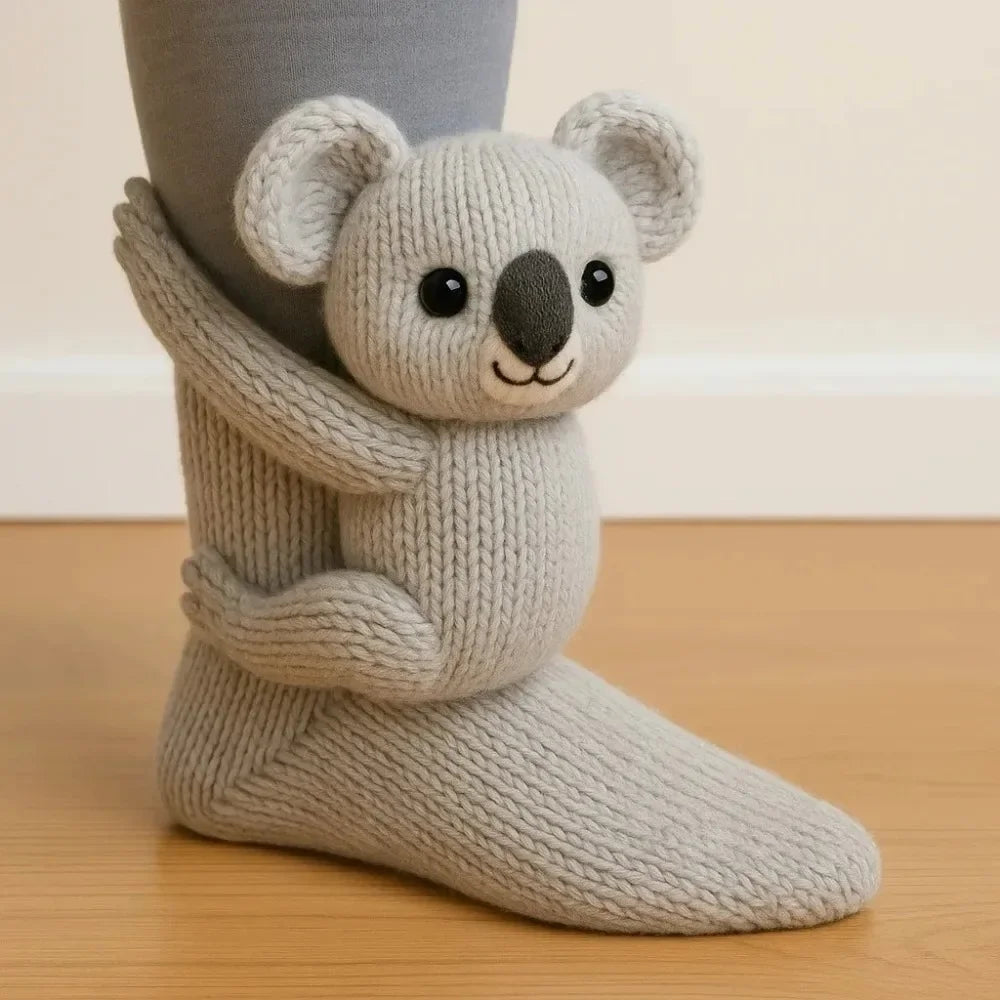 3D Knitted Cute Animal Floor Socks New Fun Novelty Handmade Crocheted Warm Socks Cubic Sloth Panda Creative Children's Gifts