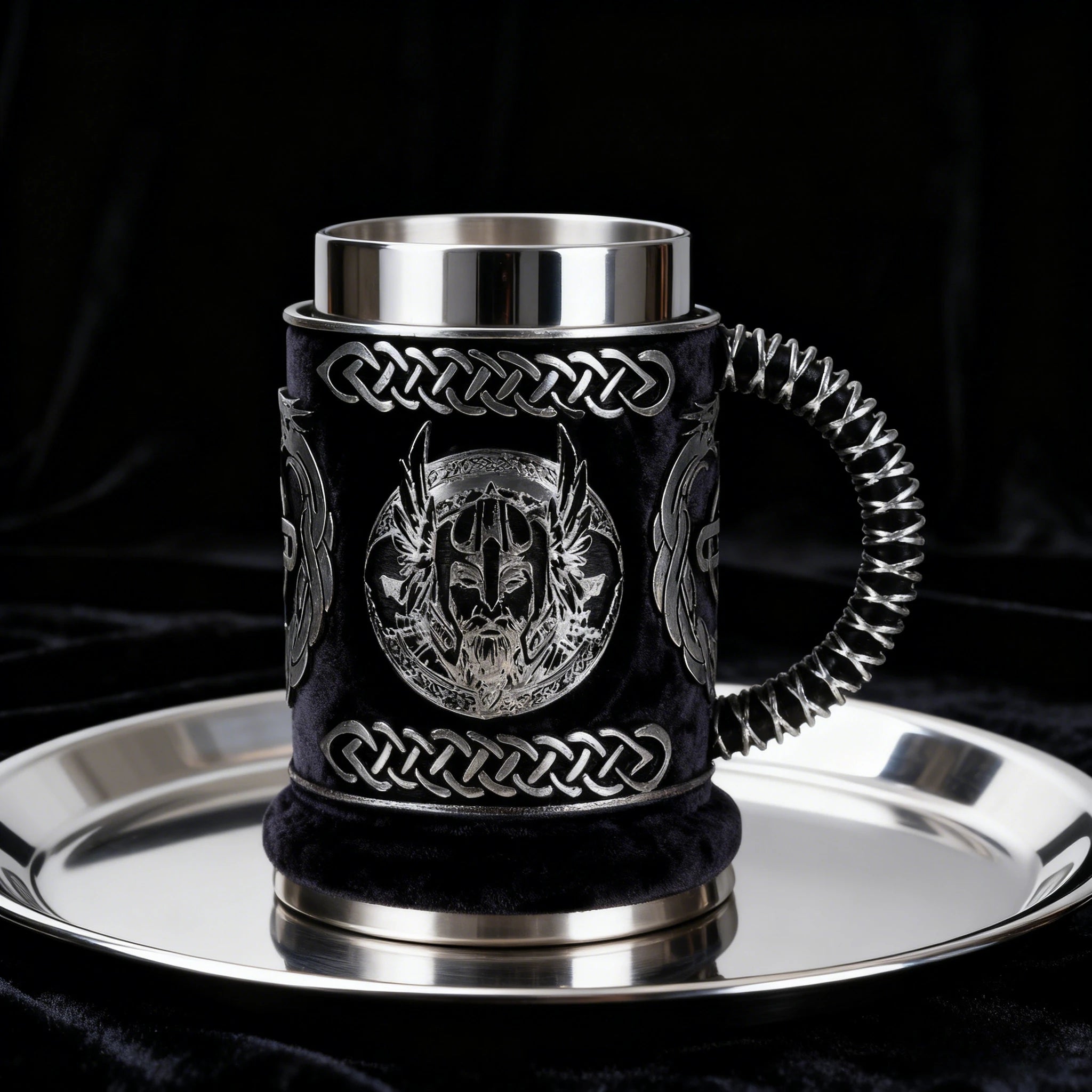 New Medieval Norse Mythology Beer Mug - Large Capacity 304 Stainless Steel Odin God of War Unique Wine Cup Creative Drinkware.