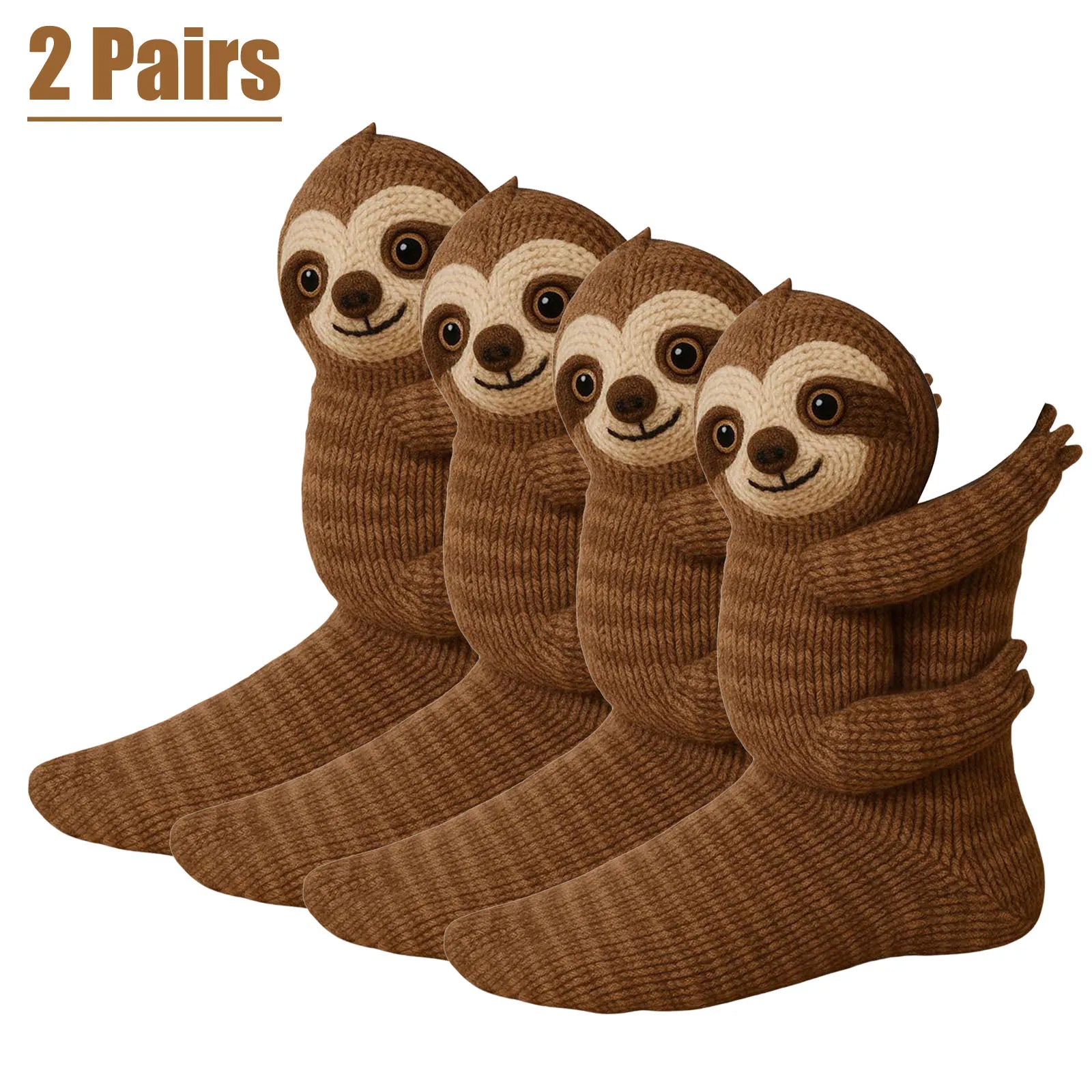 5-1 Pairs 3D Tree Rat Knitted Animal Socks Breathable Knit Plush Socks Comfortable Fashion Knit Socks Gifts for Animal Lovers