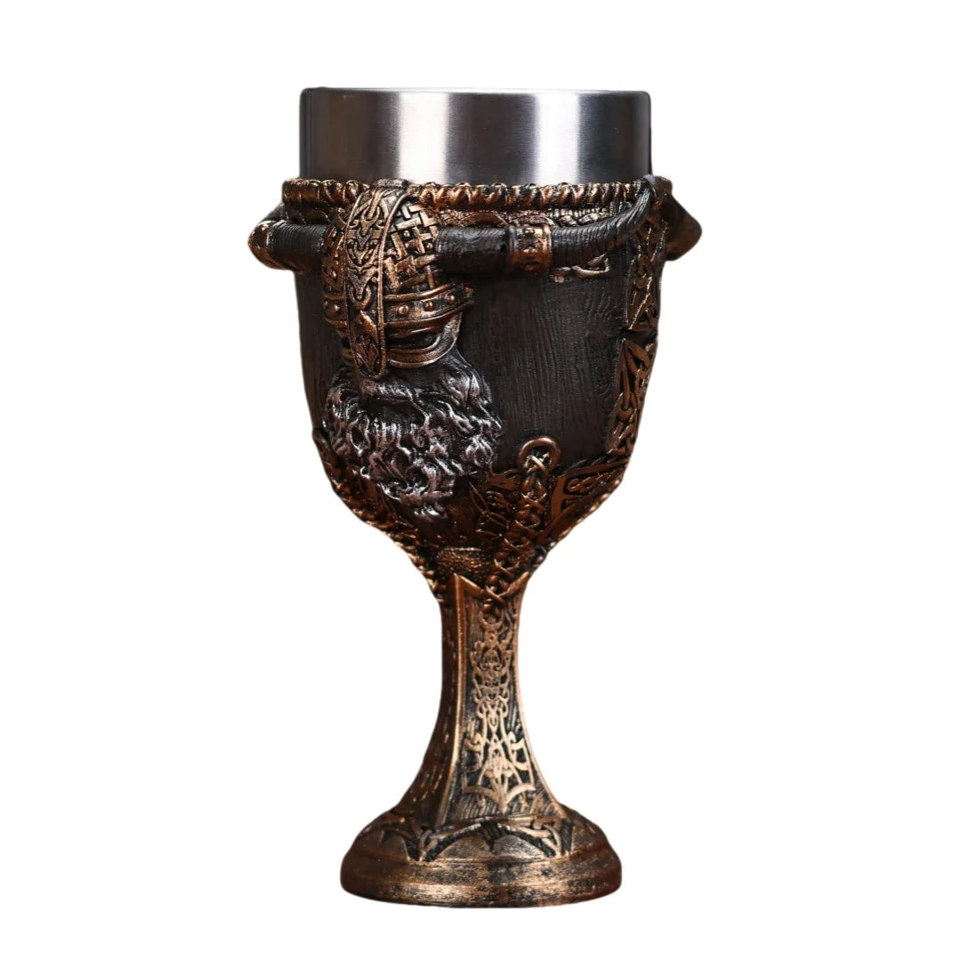 Medieval Viking Wine Goblet Nordic Viking Warrior Dragon Chalice Stainless Steel Insert Resin Themed Party Decoration