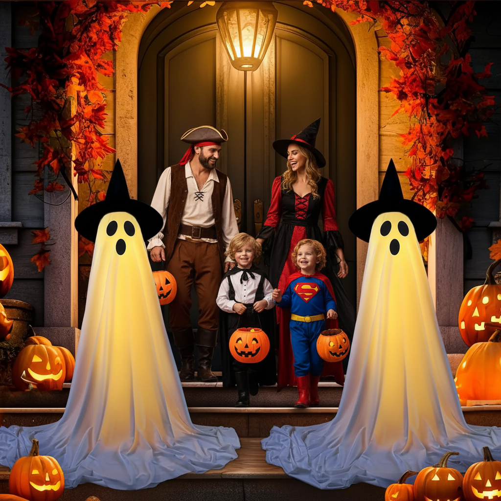 Halloween Ghost Hanging with String Lights Spooky Ghost Lighted Spooky for Home Indoor Garden Yard Lawn Party Prop Decoration