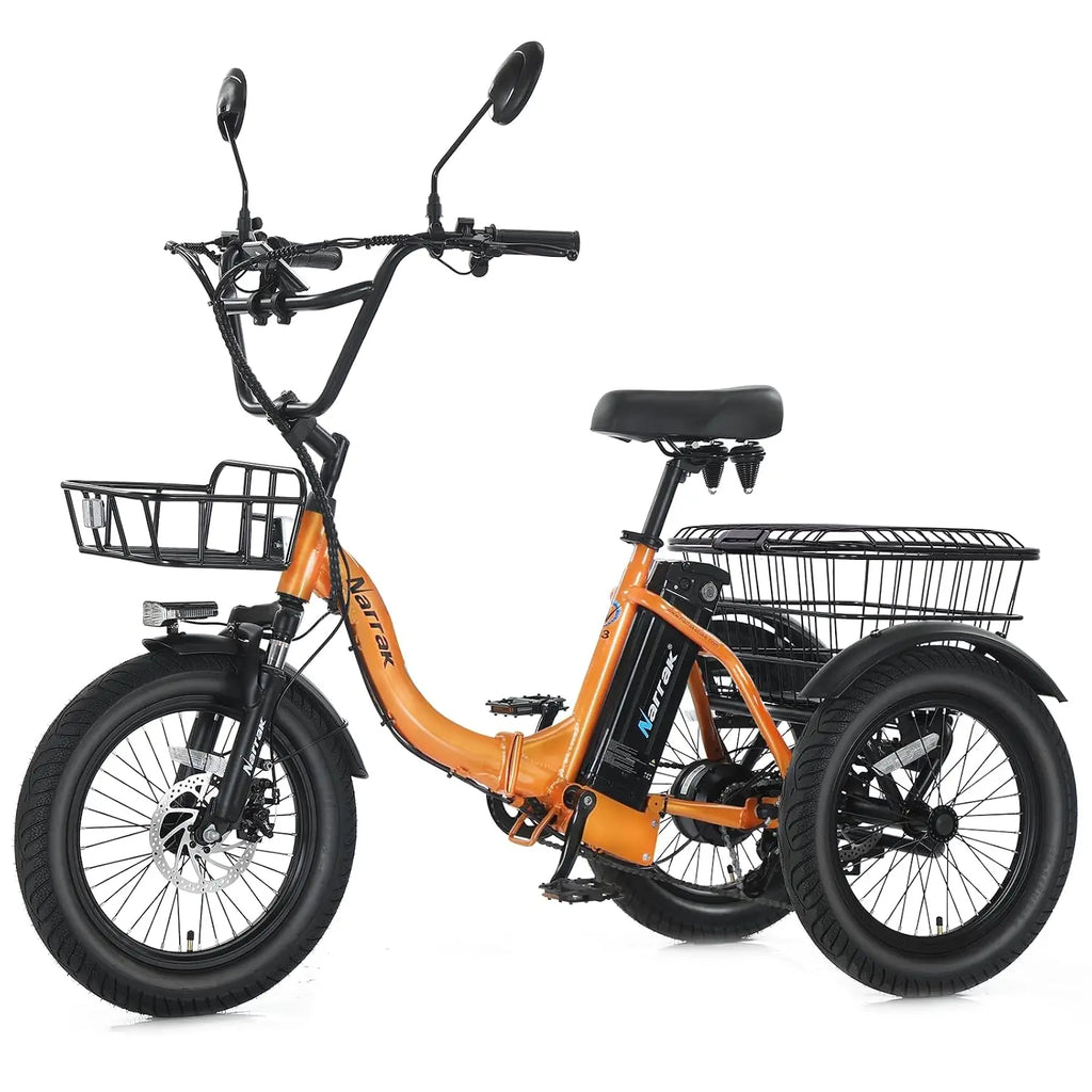 Electric Tricycle 18x3.0 Fat Tire Folding 3 Wheel Step-Thru Ebike 468WH Battery Basket, Customized