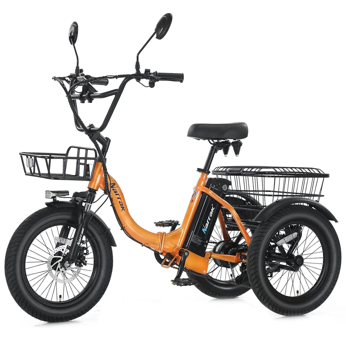 Electric Tricycle 18x3.0 Fat Tire Folding 3 Wheel Step-Thru Ebike 468WH Battery Basket, Customized