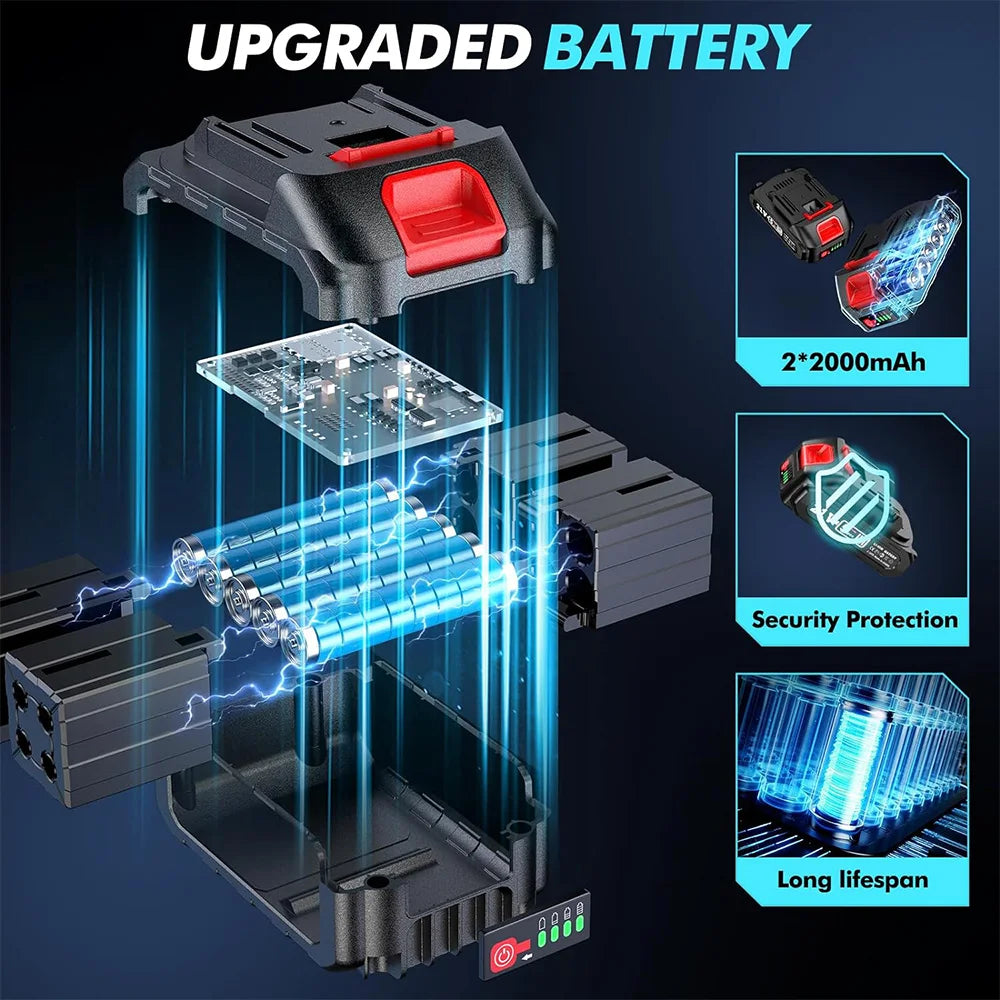 SEESII 6'' Cordless Mini Chainsaw Handheld Electric Power Chain Saw Tree Trimming Wood Cutting for Makita 18V Battery Pin