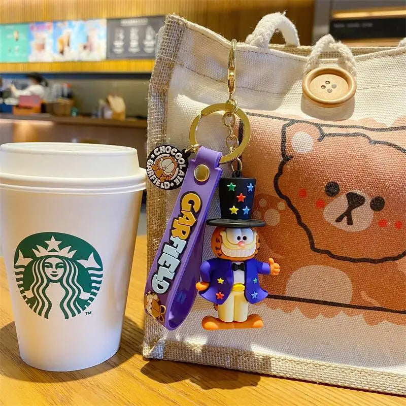 Garfield cartoon cute plush car keychain kawaii for boys and girls couple matching pendant accessory anime merchandise wholesale