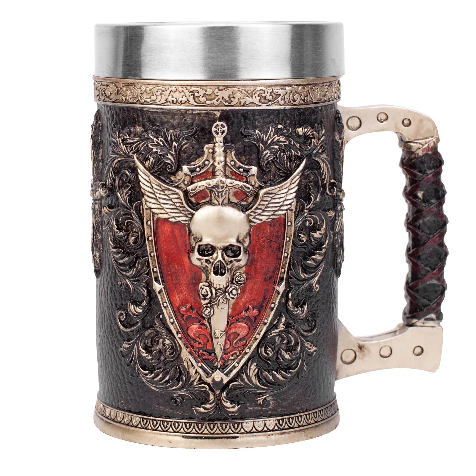 600ML Viking Mug Collection 304 Stainless Steel Insert Resin Beer Danegeld Tankard Coffee Beer Mugs Cup Halloween Friends Gift
