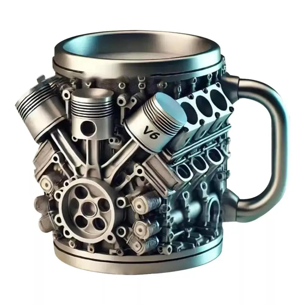 Cup For Car Enthusiasts V8 Engines Stainless Steel Coffee Mug Funny V6 Car Engine Design Mug Coffee Cup Cocktail Mug Tea