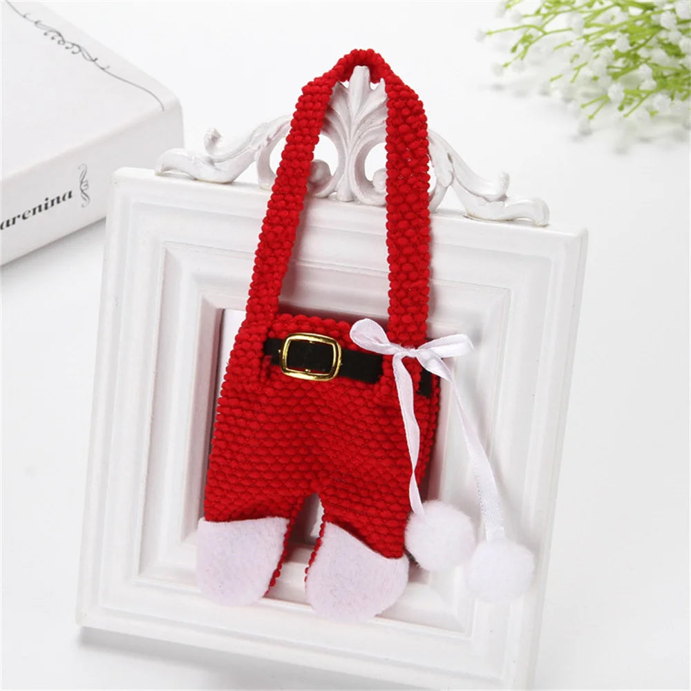 Christmas Decorations Tableware Bag Santa Suit Gift Bags Cute Knifes Fork Holder New Year Party Table Dinner Cutlery Suit Home
