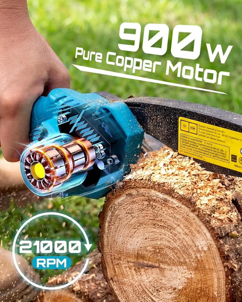 SEESII 6'' Cordless Mini Chainsaw 4500W Portable Chain Saw Garden Woodworking Tree Trimming Wood Cutting Power Tools For Makita 18V Battery Pin