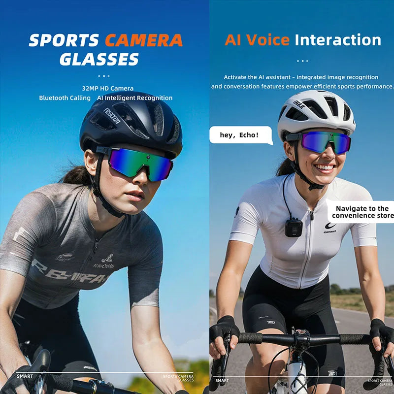 New AI Smart Sports shooting&recording Glasses 800W Camera HD Anti-shake Outdoor Riding Shooting Artifact Windproof Glasses