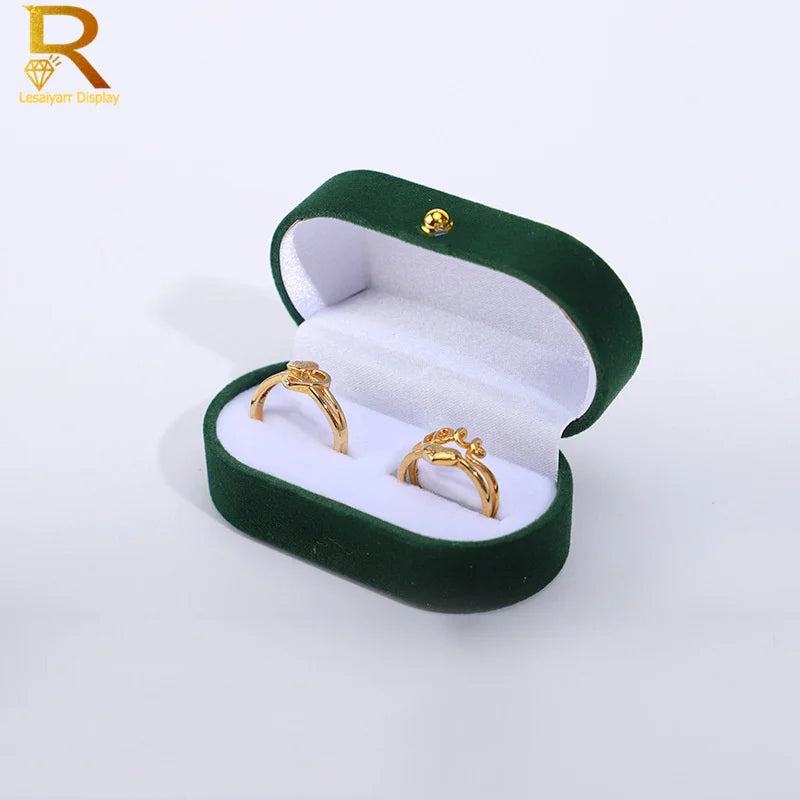 Velvet Trinket Box Ring Box Jewelry Organizer Double Rings BoxJewelry Box Wedding Gift Box Joyeros Organizador De Joyas
