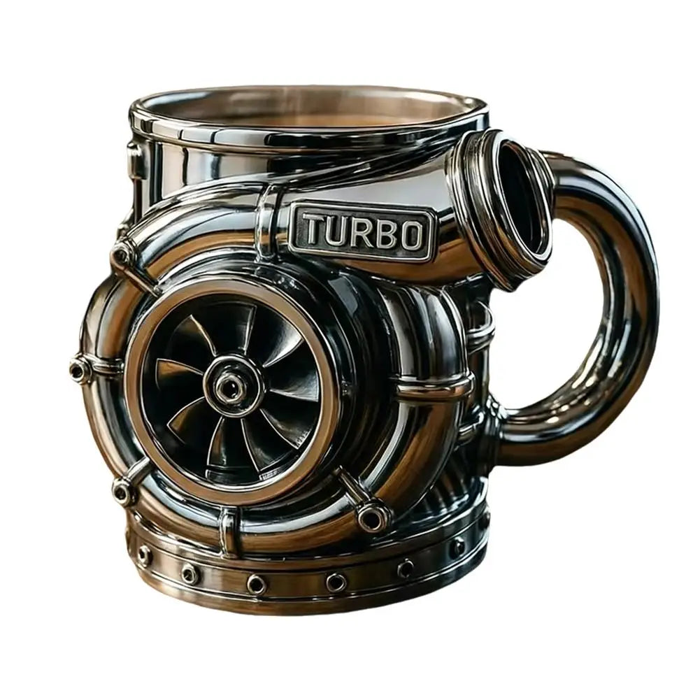 Turbocharger Design Cup: Unique V8 Turbocharged Engine Coffee Mug Handcrafted Gift Drinkware Gift For Men Water Container Gift