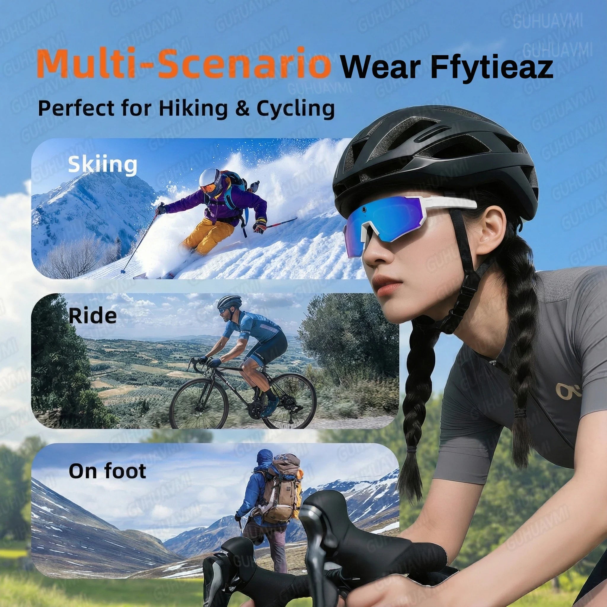 2026 New 800W HD Smart Glasses Men 32GB Photo Video Recording Bluetooth Call Sport Sunglasses Cycling Driver UV400 IP54 Goggles