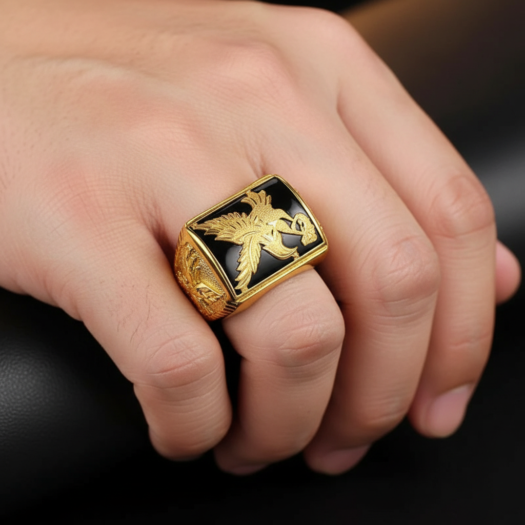 New Copper Material Open Adjustable Ring Amber Gemstone Personality High Jewelry Fashion Luxury Business Men's High-end Ring