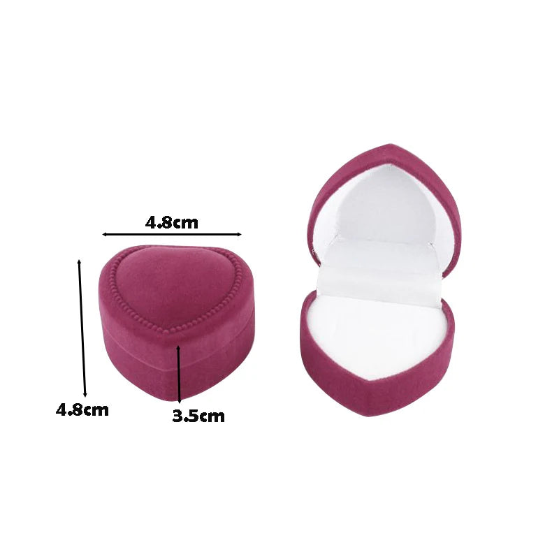 Heart Shaped Velvet Jewelry Box Earring Ring Box Wedding Ring Box Jewelry Display Holder Organizer Storage Gift Packaging Case